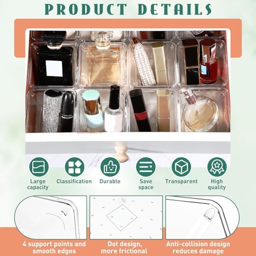 Tioncy 24 Pcs Stackable Clear Drawer Organizer 3" x 3" x 2" Storage Bins - Image 2