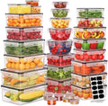 62 PCS Large Food Storage Containers with Lids Airtight Reusable Plastic by JSCARES