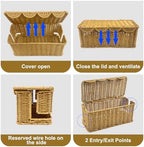 Scalloped Edge Handmade Cable Management Box, Elegant Plastic Rattan Cable Organizer, 2 Open Slots Sturdy Cord Hider Box, Under Desk Cord Organizer for Home TV Wires Computer Router USB Hub Strip (1) - Image 5