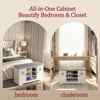 39.3" Shoe Storage Bench with Cushion, 6 Open Cubbies, 2 Cabinet - Image 6