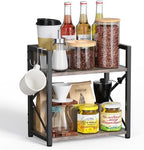 Kitchen Countertop Organizer, Coffee Bar Station Organizer for Countertop, 2 Tiers Kitchen Counter Shelf, Wooden Spice Rack Organizer, Space Saving Desk Shelving Riser Unit by RUILALIFE