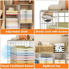 6 Tier Taller Closet Organizers and Storage, Stackable Closet Shelf Organizer with 2 Dividers for Clothes Towels Toys, Rv, Double Storage Design, Clothing Storage Basket for Wardrobe, White ﻿ - Image 6