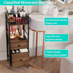 HapiRm Rolling Makeup Cart Organizer - Floor Skincare Make Up Storage with 2 Non-woven Fabric Drawers, Vanity Organizer Cosmetic Display Cases Holder for Skin Care Perfume Nail Polish Brush Hair Tool - Image 3