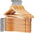 JS HANGER Wooden Hangers 30 Pack, Natural Wood Suit Hangers with Non Slip Shoulder Grooves, Clothes Hangers for Coats, Shirts, Jackets, Pants, Suits by Unknown