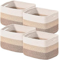ICERZCZ Shelf Baskets for Organizing, Storage Baskets for Shelves, Woven Baskets for Storage, Cotton Rope Baskets with Handles for Toy, Book, Clothes, 12.5"Lx9.1W"x7.9H", (4 Packs) Gradient Brown by ICERZCZ