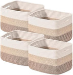 ICERZCZ Shelf Baskets for Organizing, Storage Baskets for Shelves, Woven Baskets for Storage, Cotton Rope Baskets with Handles for Toy, Book, Clothes, 12.5"Lx9.1W"x7.9H", (4 Packs) Gradient Brown by ICERZCZ