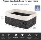 OIAHOMY 3-Pack Storage Baskets for Organizing Woven Small Basket Black - Image 3