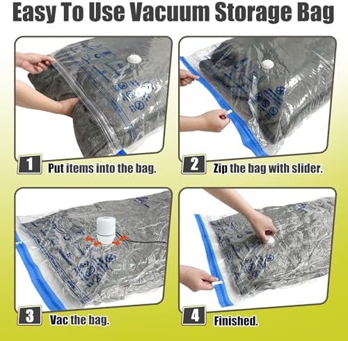 HIBAG Vacuum Storage Bags with Electric Pump, Vacuum Seal Bags for Clothing, Pillows, Blanket Bedding Comforters, 10 pack Large - Image 4