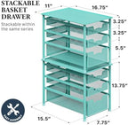 Simple Houseware Stackable 3 Tier Slide Basket Organizer Drawer, Turquoise - Image 2