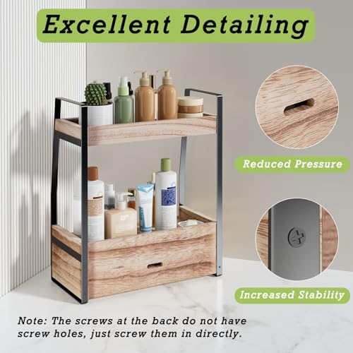 Boulphia 2-Tier Bathroom Organizer Countertop, Bathroom Sink Organizer Countertop, Vanity, Counter Shelf, Brown - Image 5
