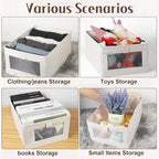 10 Pack Linen Closet Organizers And Storage, Closet Storage Bins for Closet Organization, Linen Closet Baskets Foldable Closet Organizer Bins with Clear Window For Organizing Clothing, Jeans - Image 5