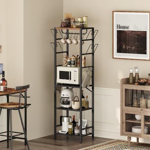 MAHANCRIS 4-Tier Pot Rack, Pots and Pans Organizer for Kitchen Corner, Kitchen Storage Rack with U-Shaped Lid Holders, Freestanding Cookware Stand, Rustic Brown and Black POHR3001 - Image 3