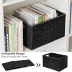 Vagusicc 2 Packs Large Wicker Storage Basket, Closet Storage Baskets Bins for Shelves, Decorative Collapsible Baskets for Organizing Clothes Toy Nursery Bathroom Organizers and Storage, Black - Image 3