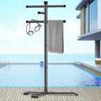 Pool Towel Rack Outdoor, Heavy Duty Outdoor Towel Rack, 61 Inch Free Standing Rack for Pool & Hot Tub, Drying Towels, Swimsuits, Life Jackets and Goggles, Ideal Pool Accessories by Qufiona