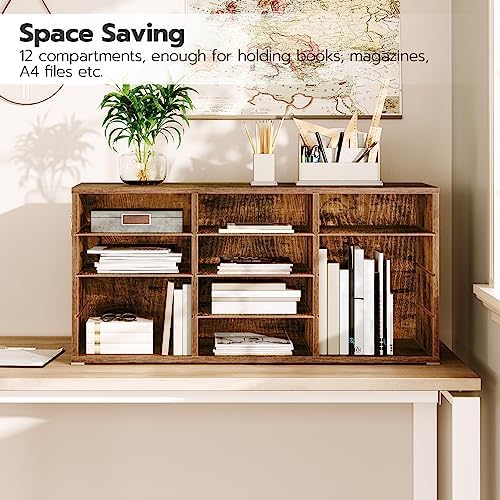 HOOBRO Countertop Mail Sorter Organizer, Wooden Literature Organizer, Student Mailbox for Classroom, Desktop Bill Organizer for Office Home School, 12 Compartments Rustic Brown FG43WF01 - Image 5