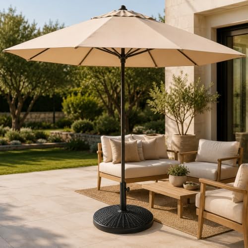 22 Lbs 17.72 Inch Round Umbrella Stand, Heavy Duty Weighted Base for Outdoor Market Parasols, Stable Holder for Patio Deck Lawn Garden Poolside, Black - Image 6