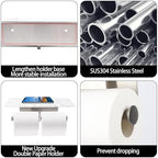 Toilet Paper Holder with Natural Marble Shelf for Bathroom Washroom,Wall Mounted Tissue Holder Suitable for Mega Roll (Brushed Nickel, Large 11.8 * 4.7) - Image 3