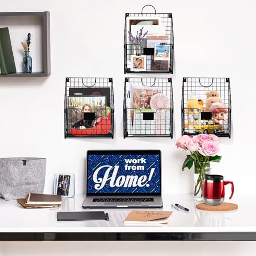 DILIBRA 4 Packs Hanging Wall File Organizer, Foldable Magazine File Holder - Image 6