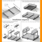 Under Sink Organizer, 1 Pack 2-Tier Expandable Pull Out Storage with Ball-Bearing Slides, Height Adjustable for Kitchen Bathroom Cabinet, Black - Image 7