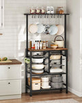 CHOEZON Pots and Pans Organizer Rack, Kitchen Bakers Rack, Multi-Tier Storage Shelf, Kitchen Island Table, Cooking Rack with Pots and Pans Storage, Rustic Brown and Black TPR60BF by Choezon