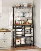 CHOEZON Pots and Pans Organizer Rack, Kitchen Bakers Rack, Multi-Tier Storage Shelf, Kitchen Island Table, Cooking Rack with Pots and Pans Storage, Rustic Brown and Black TPR60BF by Choezon