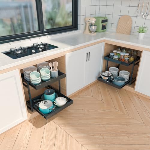 REALINN 2 Tier Pull Out Cabinet Organizer, 21 inch Depth Slide Out Shelves - Image 6