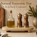 Travertine Tray for Kitchen Counter & Bathroom, Oval 9.8x5.9In - Image 4