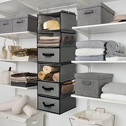 GRANNY SAYS Hanging Closet Organizer, 5 Drawers, 6 Shelves, 4 Pockets, Gray - Image 2