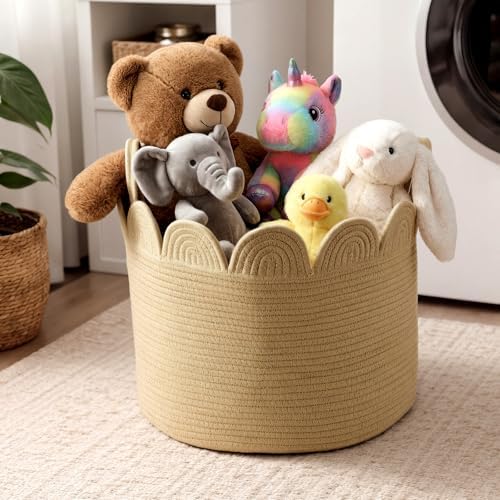 LemonRoad Round Woven Basket Brown, 16" L X 16" W X 14" H - Image 4