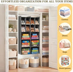 5 Tier Hanging Closet Organizer, 14 Compartments Dual Row Storage, Grey - Image 6