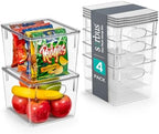 Sorbus Medium Plastic Storage Bins with Lids - Kitchen, Pantry, Refrigerator Organizer Bins - Clear, 4 Pack by Sorbus