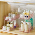 Delamu 2-Tier Under Sink Organizers and Storage, Multi-Purpose Stackable Bathroom Cabinet organizers, Pull Out Kitchen Pantry Organization and Storage with Dividers(2 Pack, Pink) by DELAMU