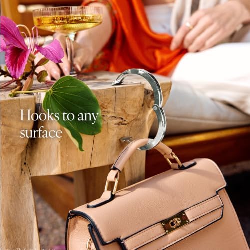 Attaché Purse Hook for Table - Portable Bag Hanger, Strong Durable Handbag Holder - 35lb Capacity Desk Hanger, Premium Bag Clip with Gift Box, Anti-Slip Car Tote Accessory - Aria Silver - Image 6