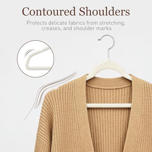 Velvet Hangers 100 Pack, 17.5" Non-Slip Clothes Hangers, Ivory - Image 5