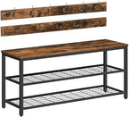 HOOBRO Hall Tree with Bench, Coat Rack Shoe Bench Set, Entryway Shoe Rack with Coat Hooks, Hall Tree, 39.4" L x 11.8" W x 18.1" H, Industrial, for Front Door, Rustic Brown BF071MT01G1 by HOOBRO
