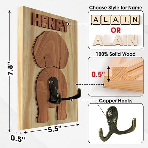 Personalized Dog Leash Holder, Custom Dog Butt Harness Wall Hanger Organizer with Name, Hooks for Leashes, Keys, Collars, Funny Leash Rack Wall Mount for Entryway, Gift for Pet Lovers, Home Décor - Image 5