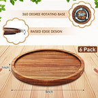 Mumufy 6 Pcs 9-inch Acacia Wood Lazy Susan Organizers for Kitchen - Image 2