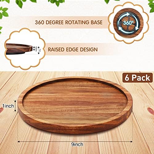 Mumufy 6 Pcs 9-inch Acacia Wood Lazy Susan Organizers for Kitchen - Image 2
