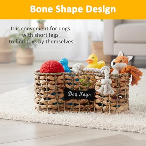 Geyecete dog bone basket dog toy box Pet Storage Collection, Bone Shape Handwoven Natural Seagrass & Rush Grass Organizer Bin Pet Organizer Storage - Image 4
