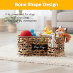 Geyecete dog bone basket dog toy box Pet Storage Collection, Bone Shape Handwoven Natural Seagrass & Rush Grass Organizer Bin Pet Organizer Storage - Image 4