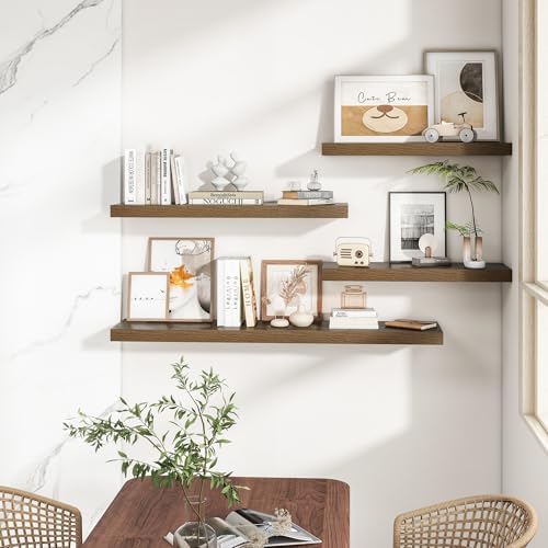 RICHFOCUS Long Floating Shelves for Wall 2Pack, Walnut, 40" Lx8 D - Image 2