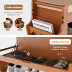 Shoe Bench 34.3in, Bamboo 3-Tier Entryway Bench with Storage, Shoe Rack - Image 5