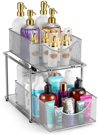 Sorbus Pull-Out Under Sink Organizer, Mesh Construction (Silver, 1 Pack) by Sorbus