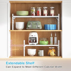 15.5 to 25.5 Inch Expandable Kitchen Cabinet Organizer Shelf, 30 LBS Heavy Duty Stackable Kitchen Counter Storage Shelves Organizers, 2 Pack Adjustable Small Storage Shelf Rack For Cabinet Cupboard - Image 7