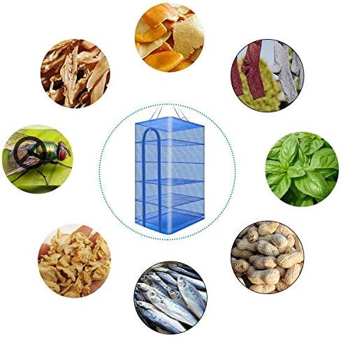 Hwayslon Hanging Drying Net Foldable Drying Rack Net Dryer 19.7"x19.7"x37.4" 6 Layer Folding Fish Mesh Collapsible Dry Net with Zippers for Fish Vegetables Drying Seeds Fruit Herb - Image 6