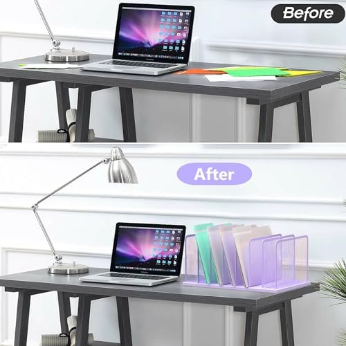 Kuntine.B 7-Section Upright Desk File Organizer Purple 1 Pack - Image 4