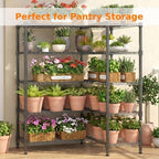 Homdox 5-Tier Adjustable Metal Storage Shelves, Space-Saving Corner Rack for Kitchen, Pantry, Office, Garage, Books & Plants, 18"x72"x72", Black - Image 5