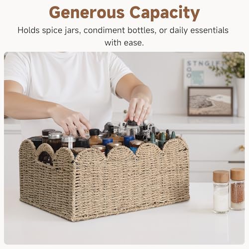 StorageWorks Scalloped Seagrass Baskets, Large Scalloped Basket for Nursery - Image 5