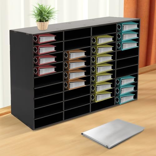 Desktop File Holder,Office Mailbox,Literature Organizer,Paper Organizer,Mail Sorter Organizer,Vertical Desktop Sorter,Black 36 Compartments Rectangular,for Classrooms,Families,Schools,Study Rooms - Image 3