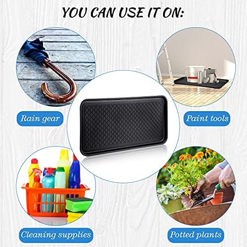 4 Pieces Shoe Tray for Entryway, Waterproof Boot Tray Shoe Mat Multi-Purpose Dog Cat Bowl Mat Pet Food Tray Boot Mat for Entryway Indoor Outdoor Floor Protection (Black,30 x 15 x 1.2 Inch) - Image 7